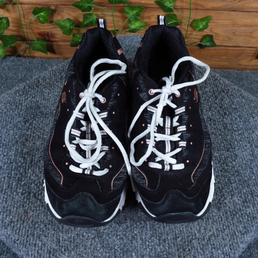 Skechers D'Lites Me Time Womens Fashion Sneaker Size 8.5 Walking Black Rose Gold